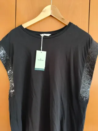 Camiseta Springfield negra lentejuelas M