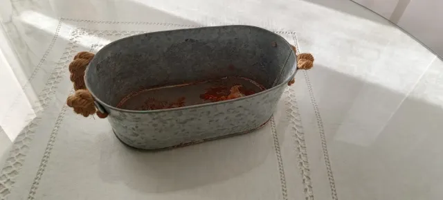 Cesto Macetero Metálico con Cuerda