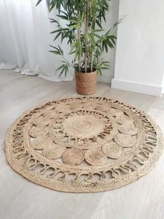 Tappeto rotondo in juta naturale stile Boho
