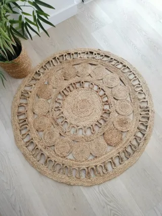 Tappeto rotondo in juta naturale stile Boho