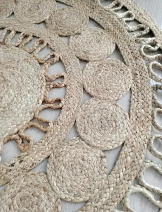 Tappeto rotondo in juta naturale stile Boho