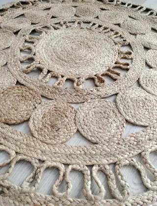 Tappeto rotondo in juta naturale stile Boho