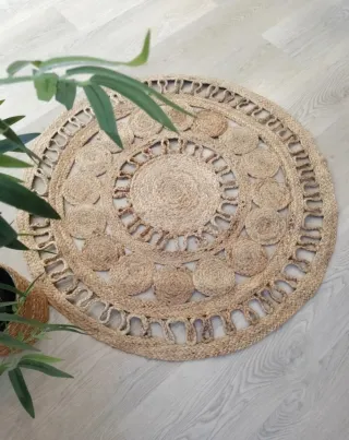 Tappeto rotondo in juta naturale stile Boho