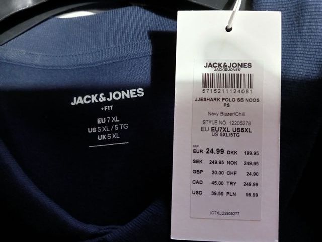 Polo Jack & Jones Azul Marino Talla 7XL