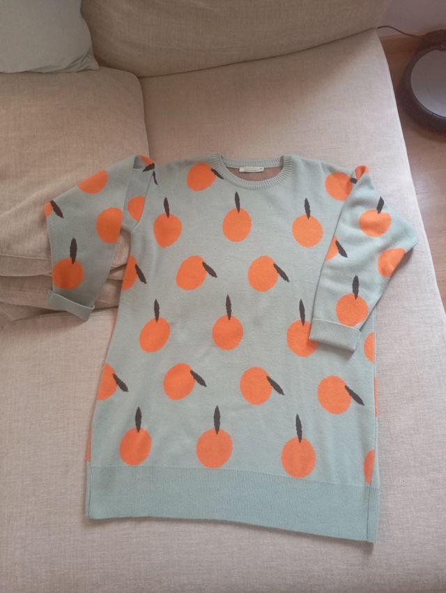 Vestido Seemore oversize verde y naranja