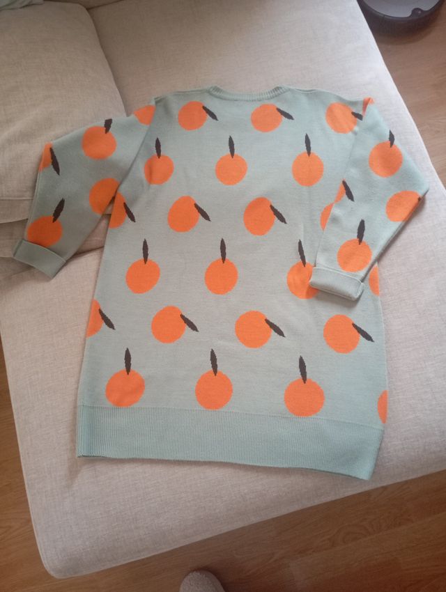 Vestido Seemore oversize verde y naranja