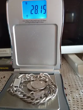 Pulsera esclava plata antigua con monedas de 50 cé