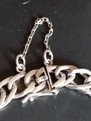 Pulsera esclava plata antigua con monedas de 50 cé