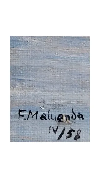 F MALUENDA 1958 OLEO CUADRO ANTIQUE № 154