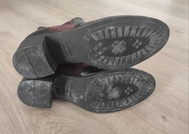 Botines Chelsea vintage burdeos y azul marino T37