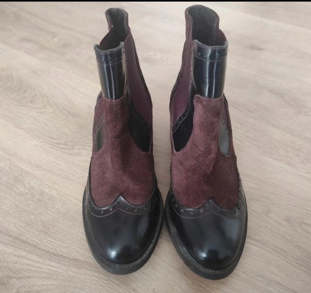 Botines Chelsea vintage burdeos y azul marino T37