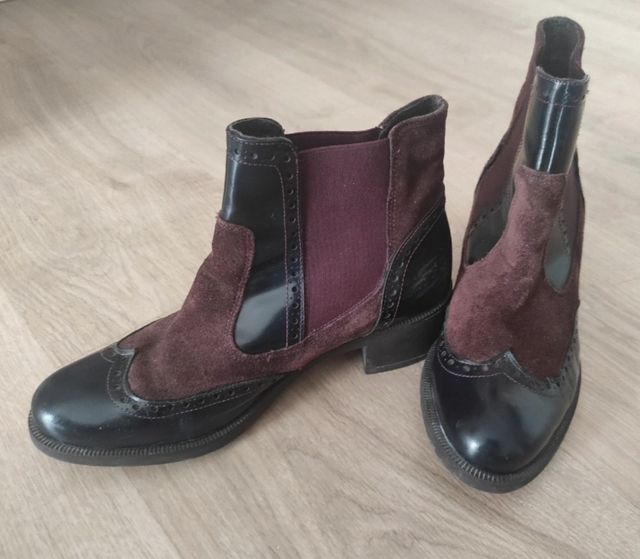 Botines Chelsea vintage burdeos y azul marino T37