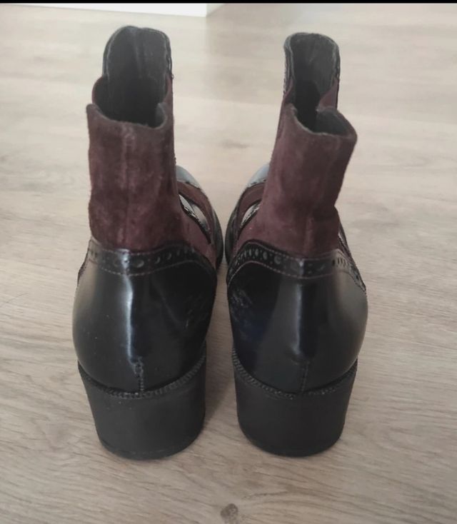 Botines Chelsea vintage burdeos y azul marino T37