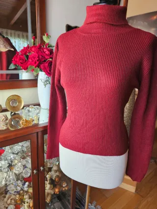 Maglione donna collo alto borgogna tg L