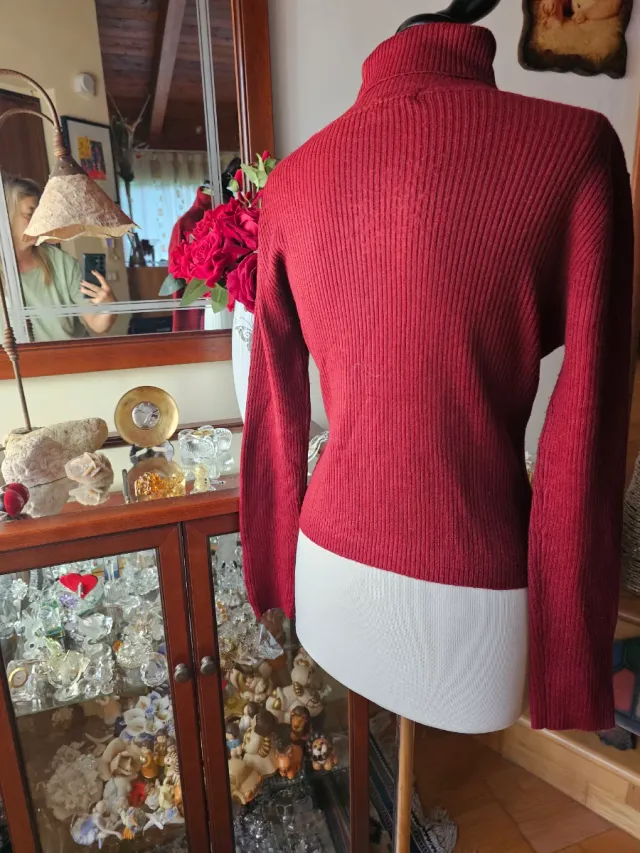 Maglione donna collo alto borgogna tg L