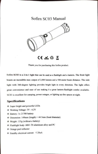 Sofirn SC03 Linterna LED