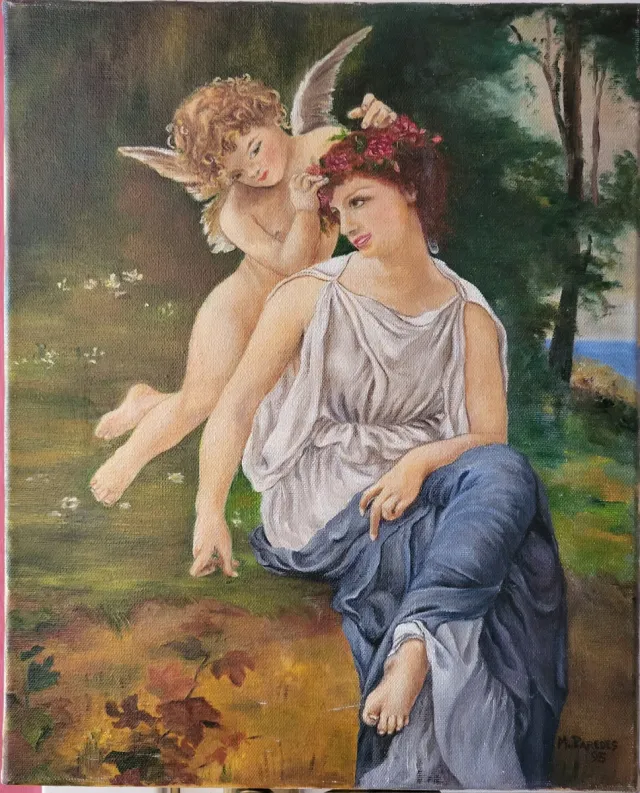 Óleo sobre lienzo Cupido y Psique