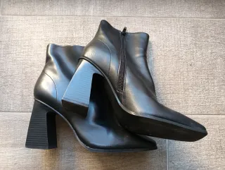 Botín Mango Tacón Cuadrado Negro Talla 41