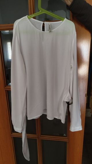 Blusa Stradivarius Blanca Manga Larga