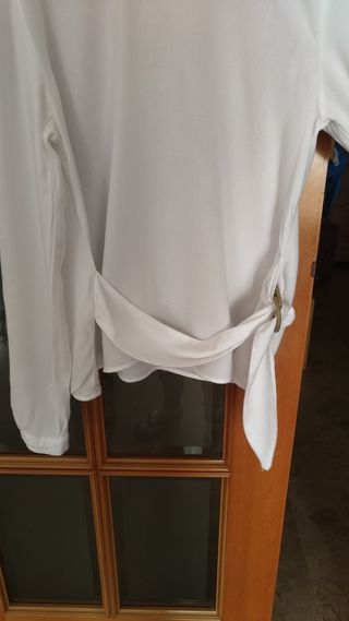 Blusa Stradivarius Blanca Manga Larga