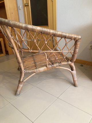 Sillón Ratan Ikea Cojines Blanco