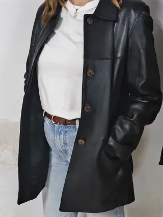 Chaqueta de cuero marrón