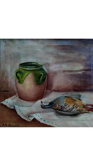 A S SEGUNDO 1959 OLEO CUADRO ANTIQUE № 129