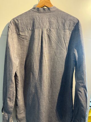 Camisa H&M Cuello Mao Gris Azulada Talla M
