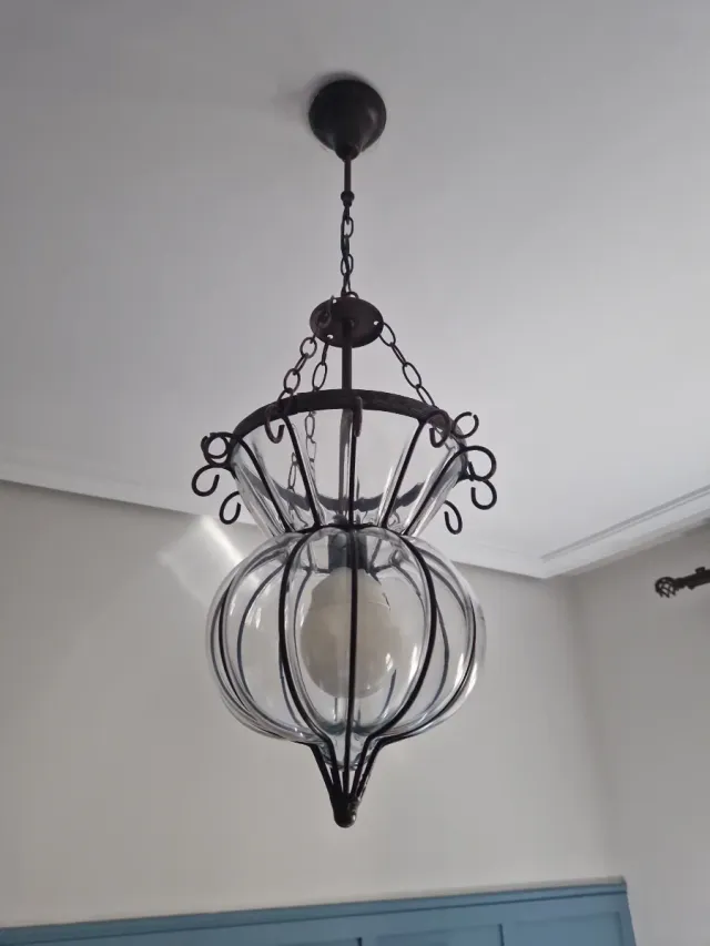 Lámpara de techo cristal transparente y metal