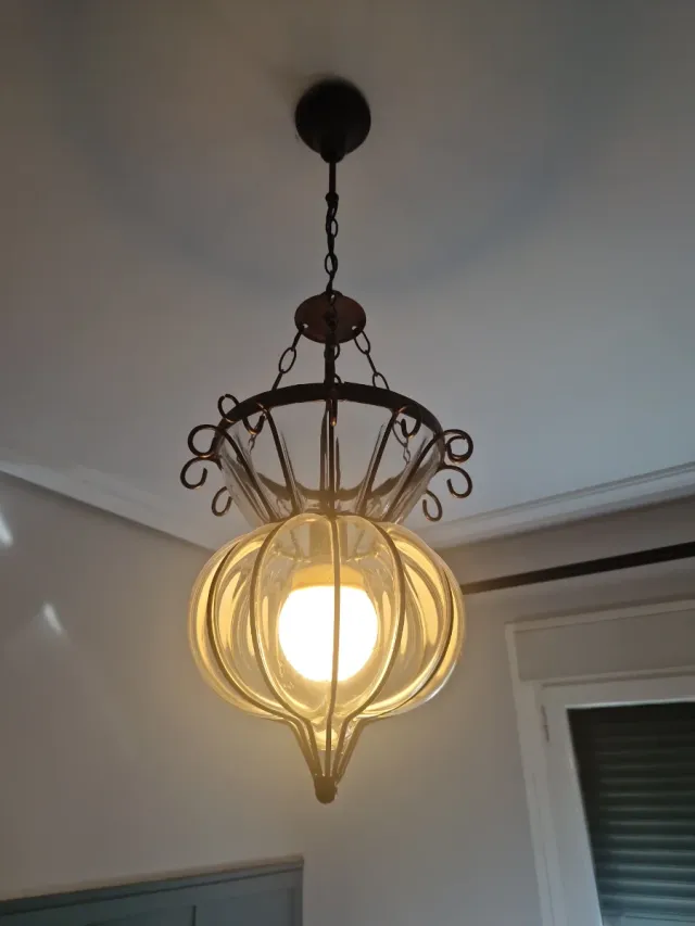 Lámpara de techo cristal transparente y metal