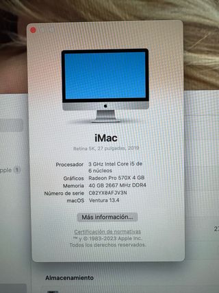iMac Retina 5K 27 2019 (40 GB RAM) 1 Tera