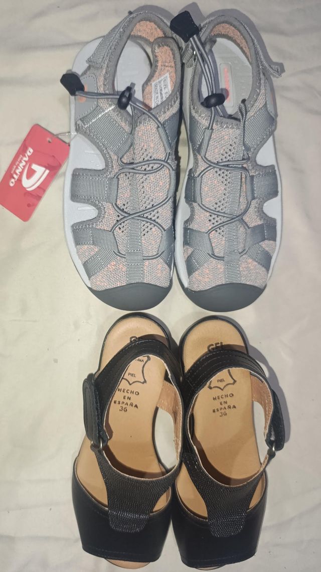 Sandalias DANNTO Grises y Negras Talla 36