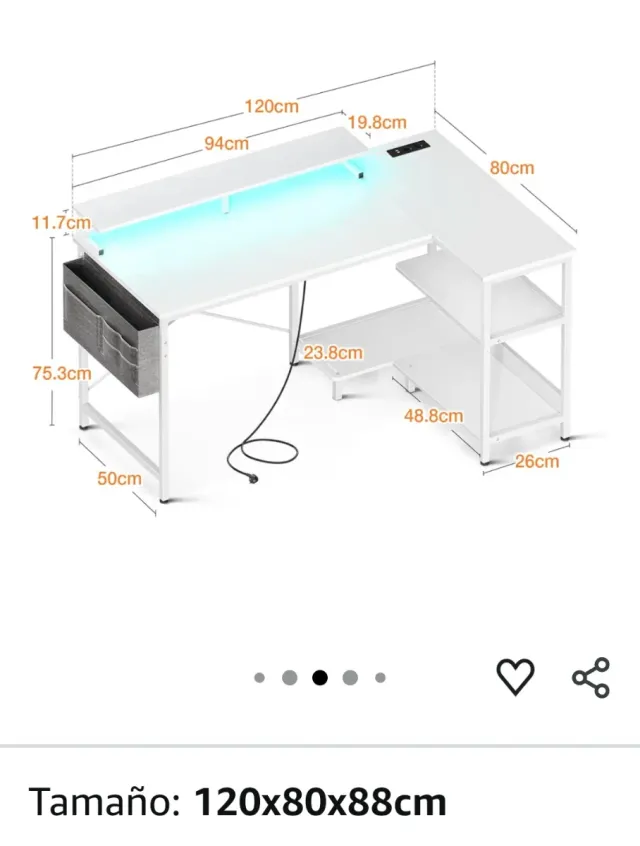 Escritorio en L blanco