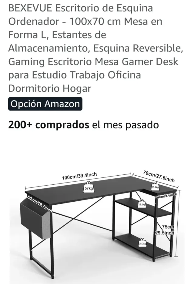 Escritorio de Esquina BEXEVUE 100x70cm