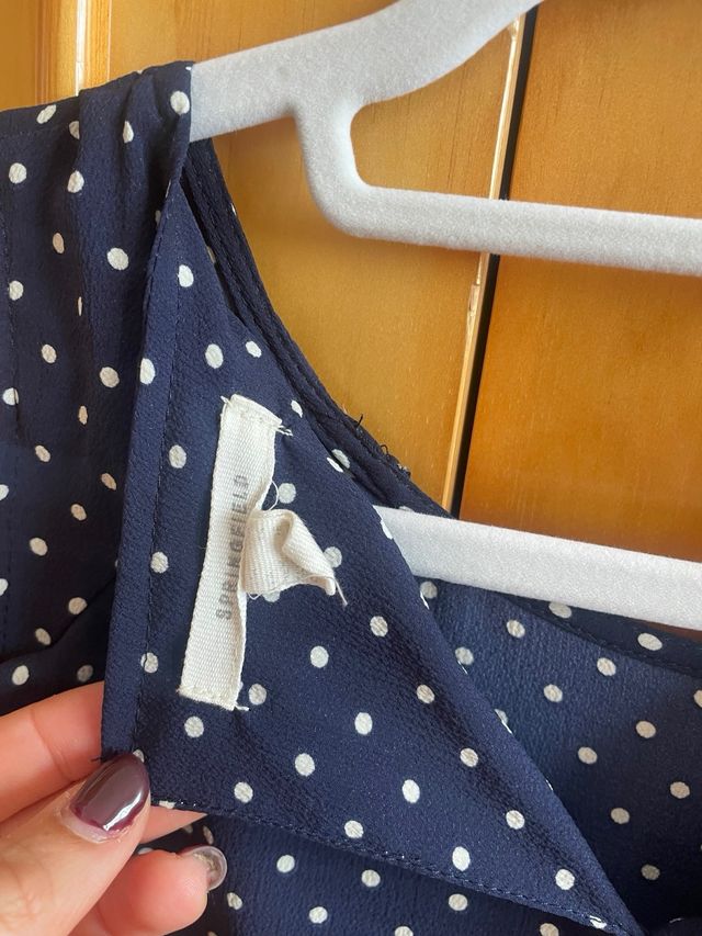 Vestido gasa lunares azul y blanco