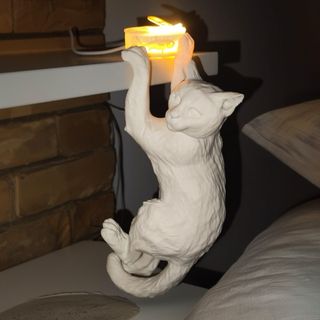 Lampada luce da comodino gatto bianco idea Natale