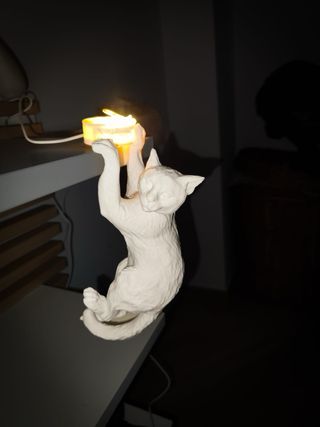 Lampada luce da comodino gatto bianco idea Natale
