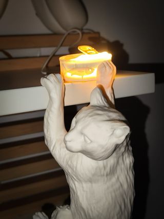 Lampada luce da comodino gatto bianco idea Natale
