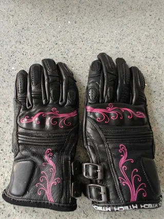 Guantes cuero mujer Talla XS negro/rosa