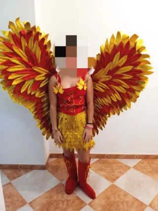 Disfraz comparsa alas rojas y doradas