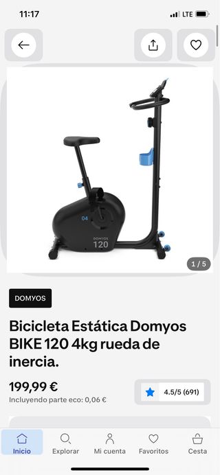 Bicicleta Estática Domyos 120