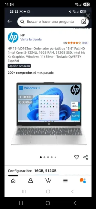 Portátil HP 15-fd0163ns Plata