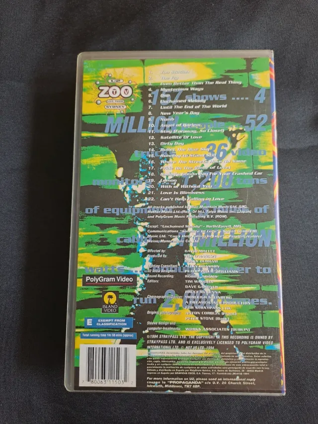 Cinta VHS U2 Zoo TV Live from Sydney