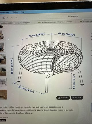 Sillón ratán con reposapiés y almacenaje