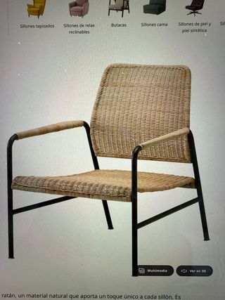 Sillón ratán con reposapiés y almacenaje