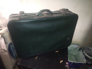 Maleta de viaje de cuero verde