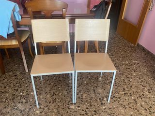 2 Sillas Estructura Metálica Base Madera