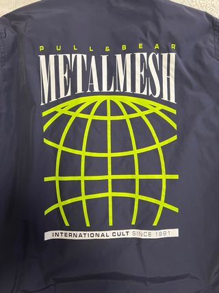 Cazadora Pull&Bear Metalmesh Azul/Verde