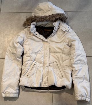 Giubbotto Woolrich donna bianco con cappuccio