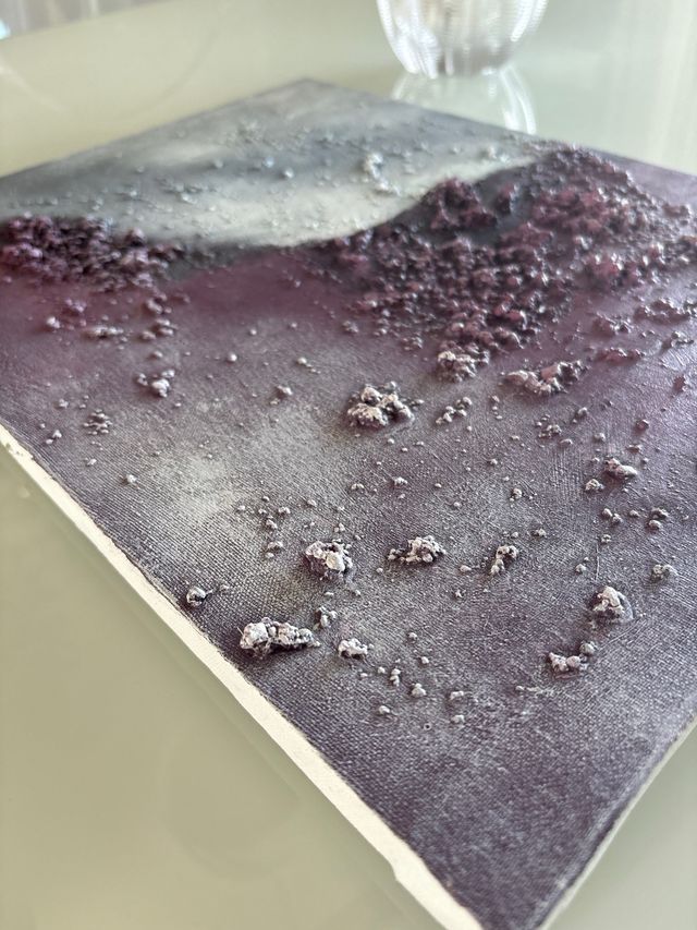 Cuadro Texturizado Piedra Gris y Violeta